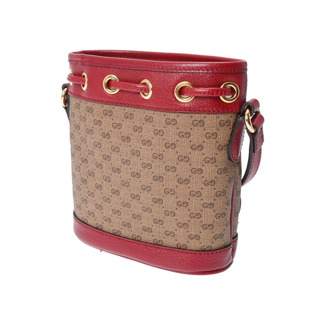 Gucci GG Leather Red Bucket Supreme Tan Shoulder Beige Bag